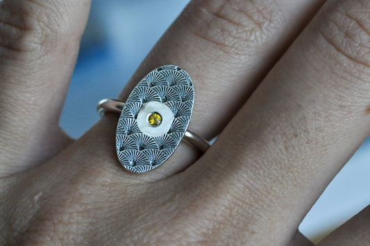 Flush Set Sapphire Art Deco Ring Size 5.5