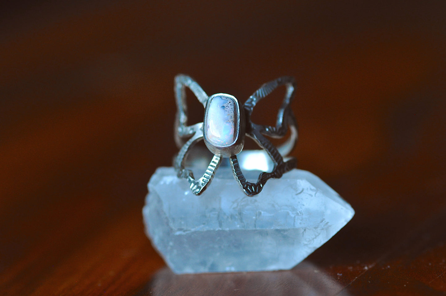 Butterfly Mexican Opal Ring Size 6.5-7
