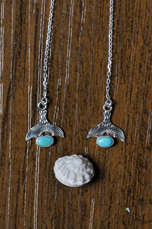 Whale Tail Turquoise Threader Earrings