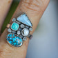 Multi Stone Floral Ring Size 7