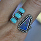 Australian Boulder Opal and Lone Mtn Turquoise Ring Size 8-9.5