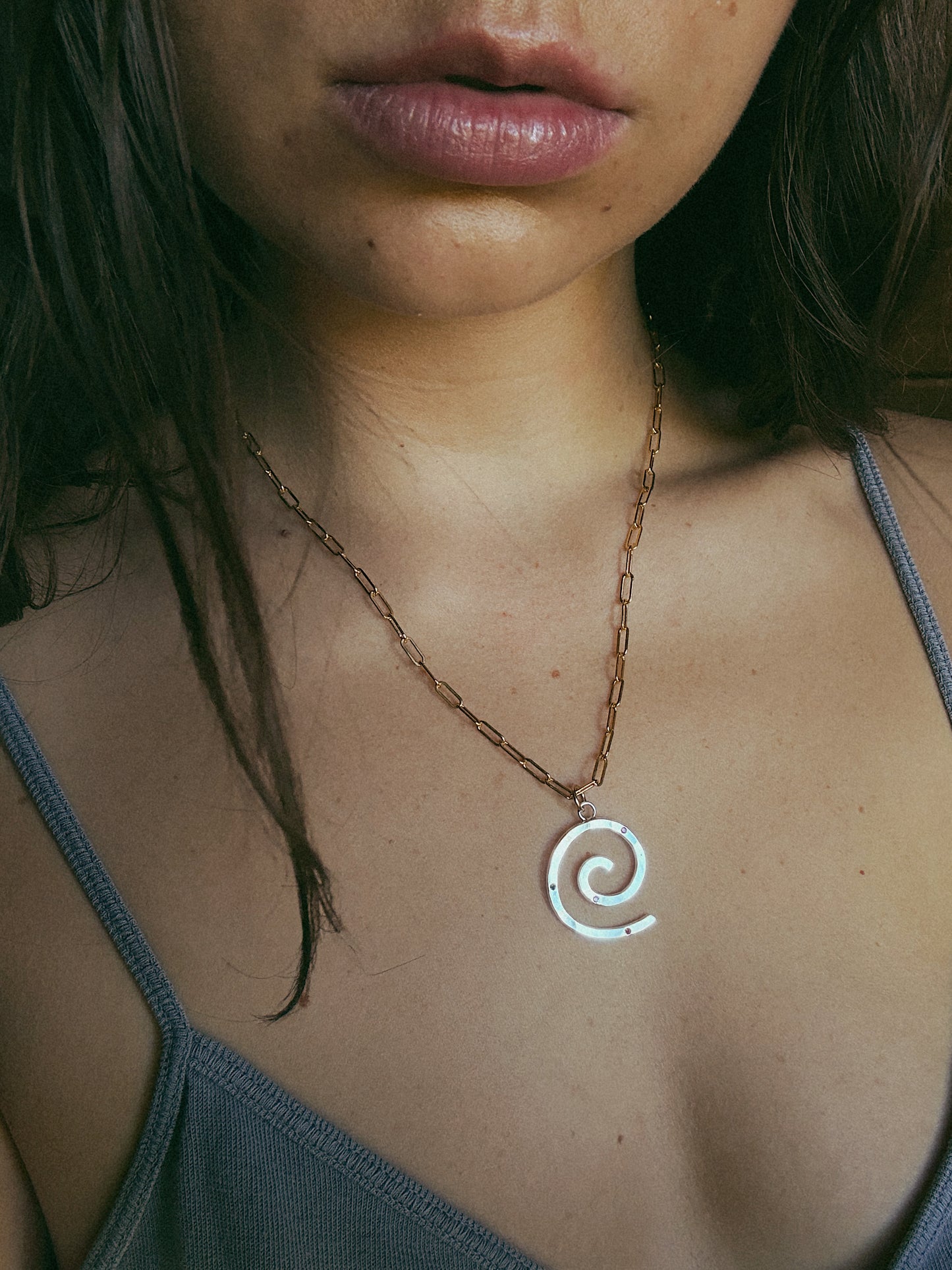 Mixed Metal Spiral Necklace