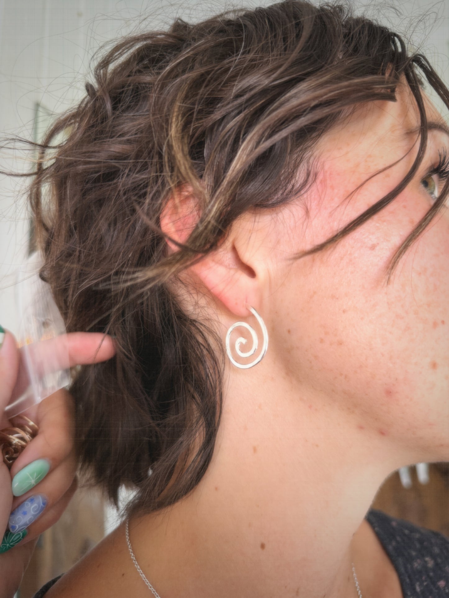 Silver Spiral Hoops