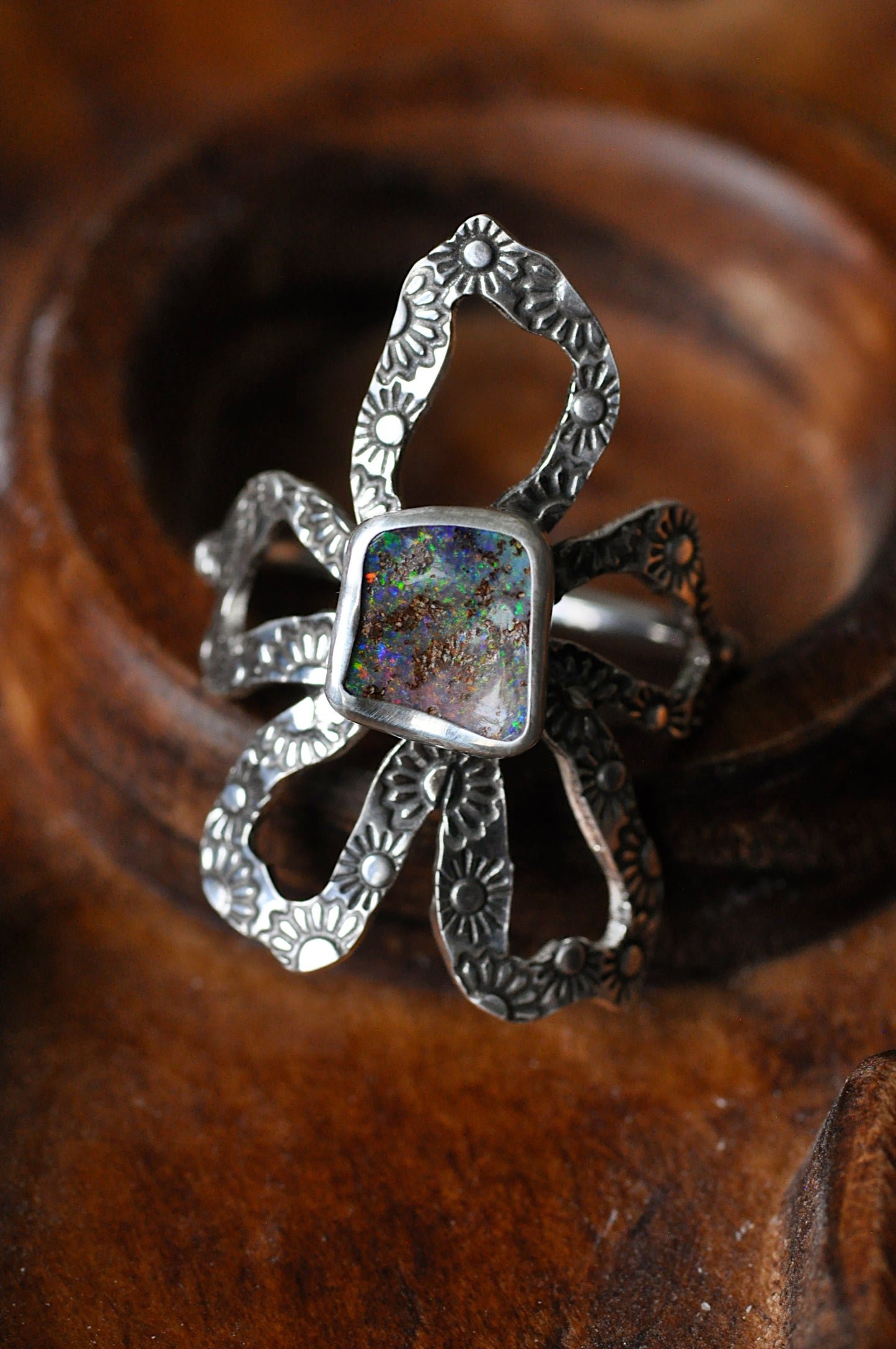 Boulder Opal Bloom Ring Size 9