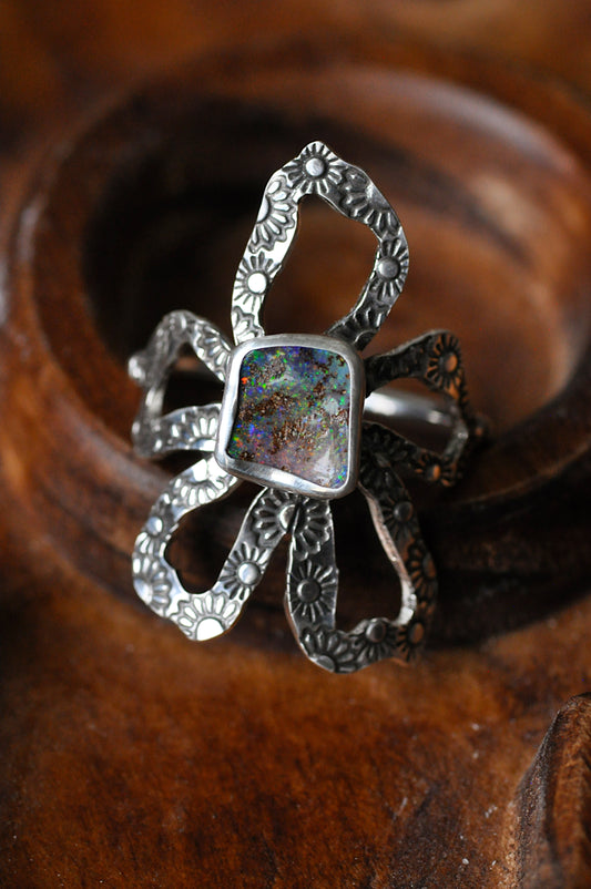 Boulder Opal Bloom Ring Size 9