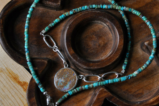 Crystal Pipe Opal Turquoise Necklace