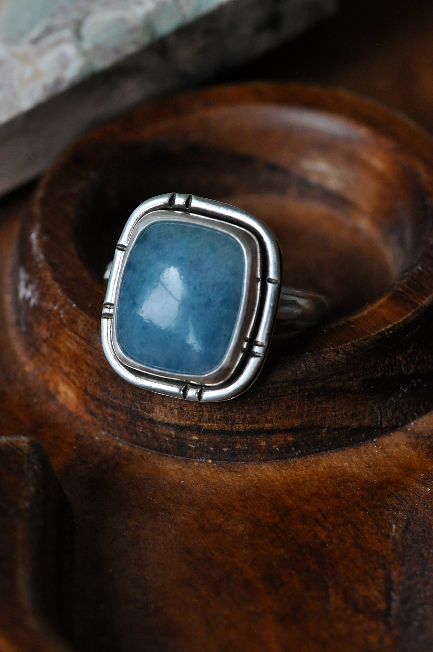 Statement Square Trolleite Ring Size 7.5