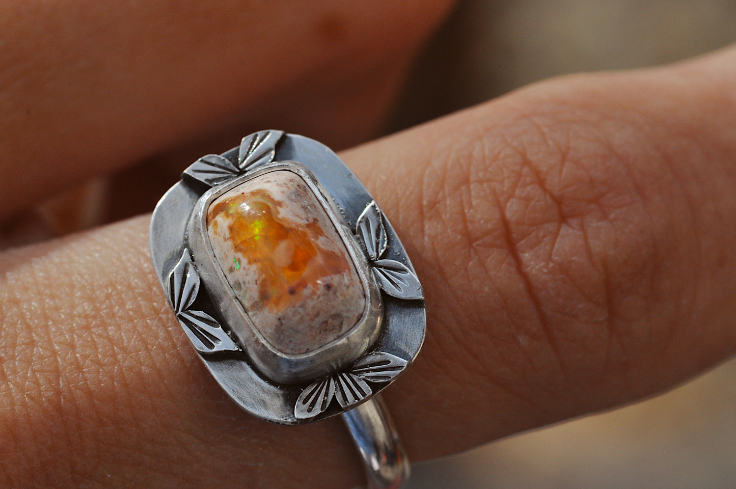 Honey Opal Ring Size 8.25