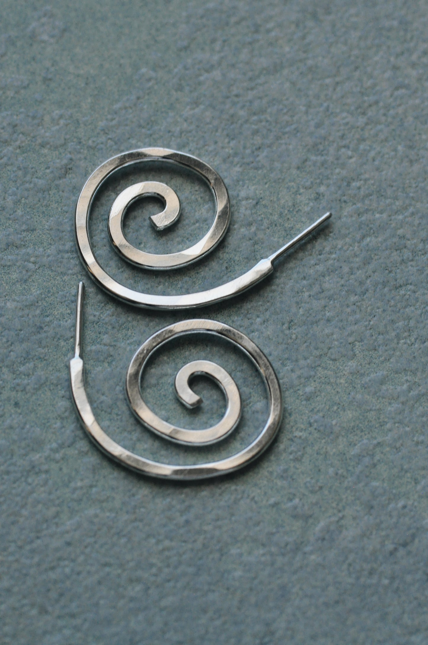 Silver Spiral Hoops