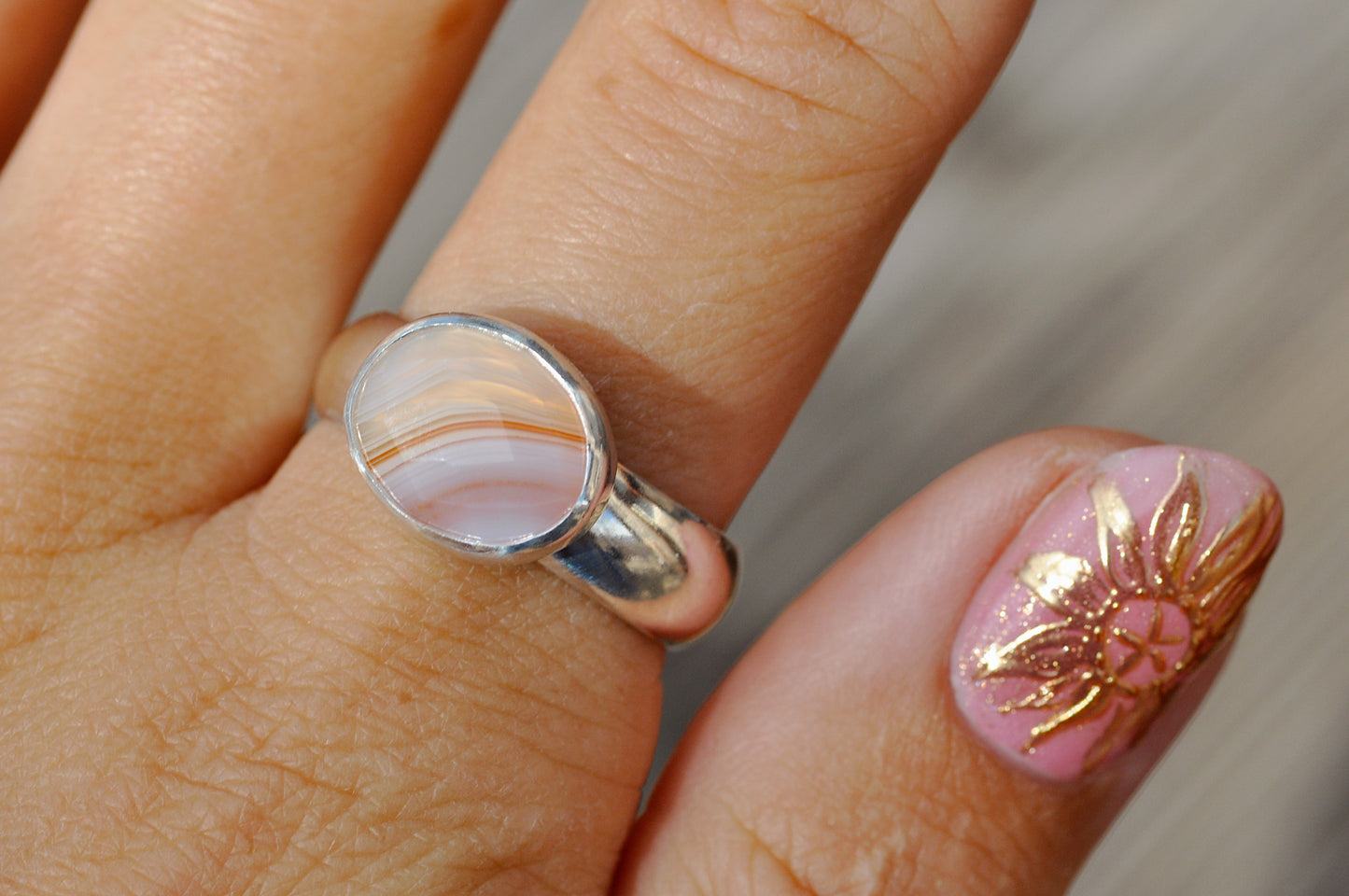 Sandstone Agate Ring Size 9