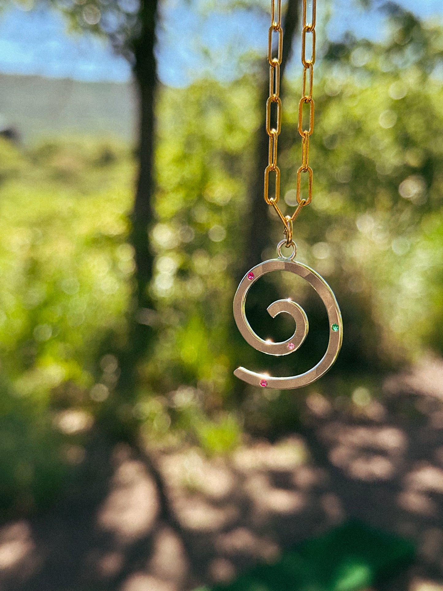 Mixed Metal Spiral Necklace