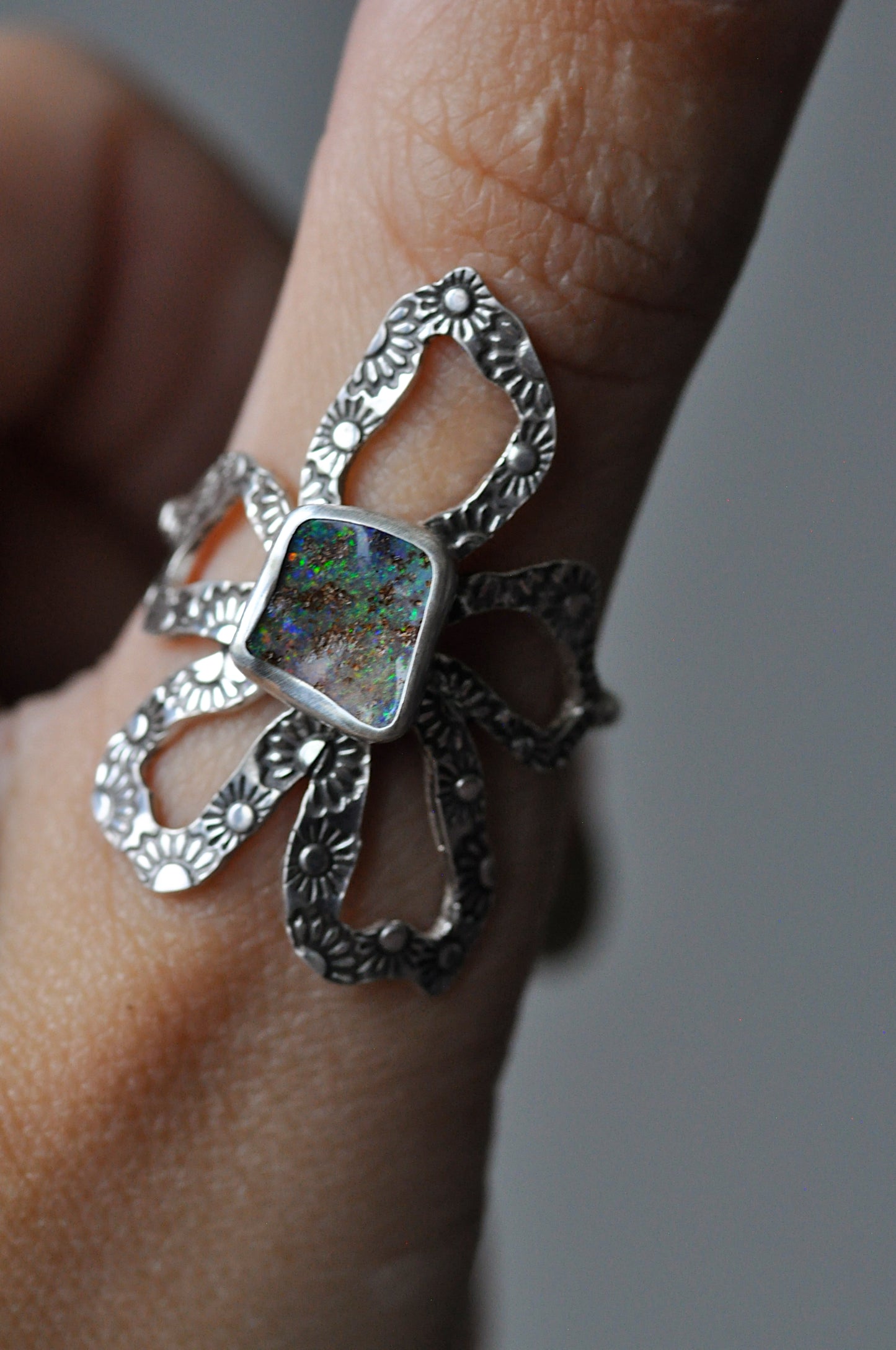Boulder Opal Bloom Ring Size 9