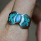 Butterfly Australian Opal Doublet and Turquoise Ring Size 7.75-8.25