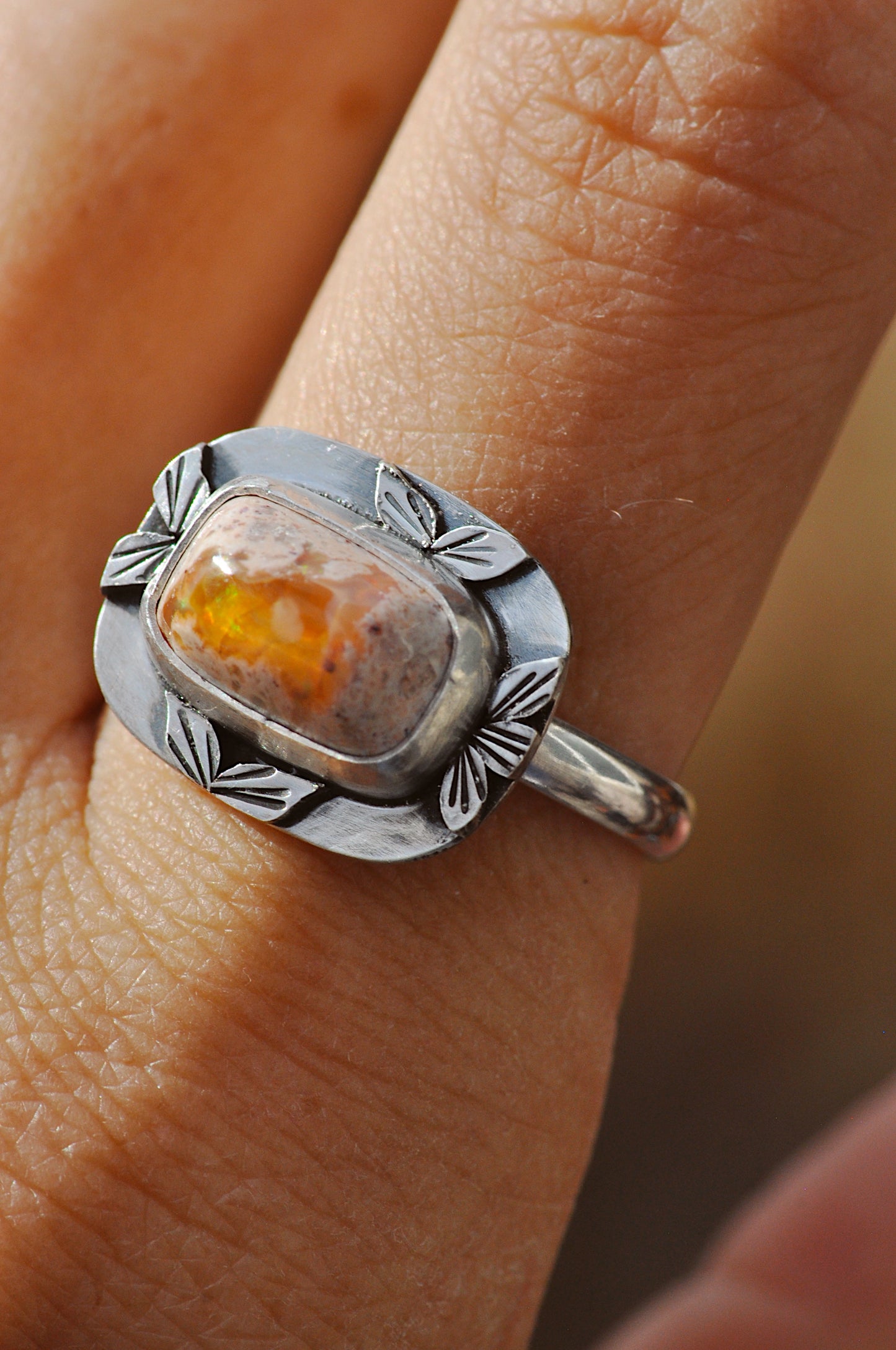 Honey Opal Ring Size 8.25