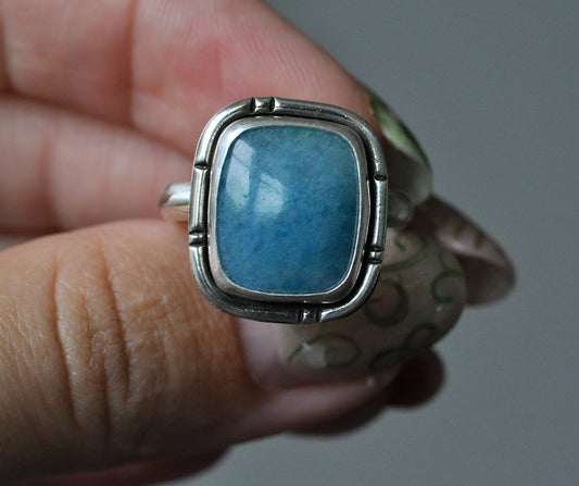 Statement Square Trolleite Ring Size 7.5