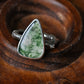 Teardrop Moss Agate Twig Ring Size 8