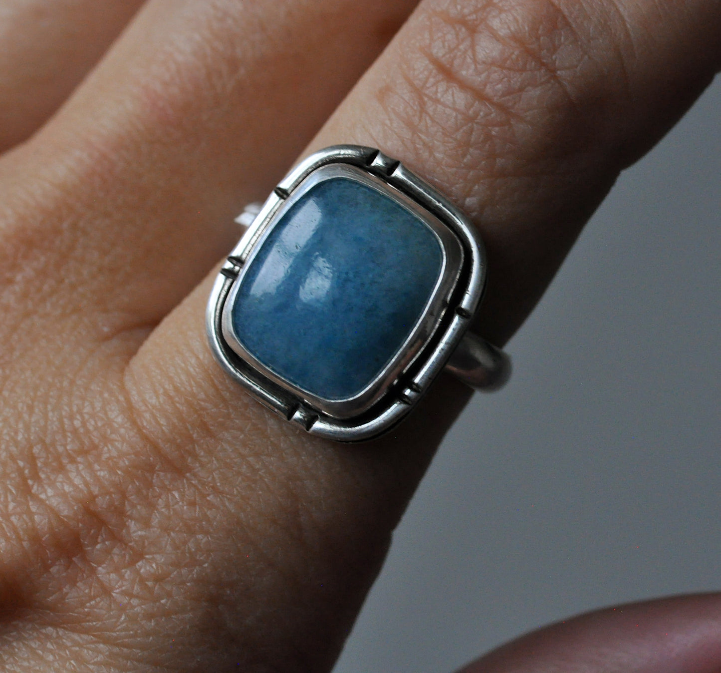 Statement Square Trolleite Ring Size 7.5