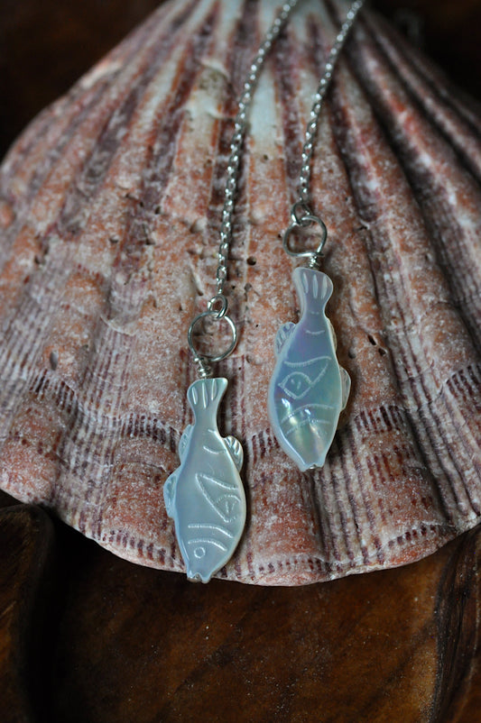 Pearl Fish Threader Earrings