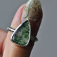 Teardrop Moss Agate Twig Ring Size 8