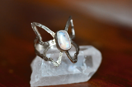 Butterfly Mexican Opal Ring Size 6.5-7