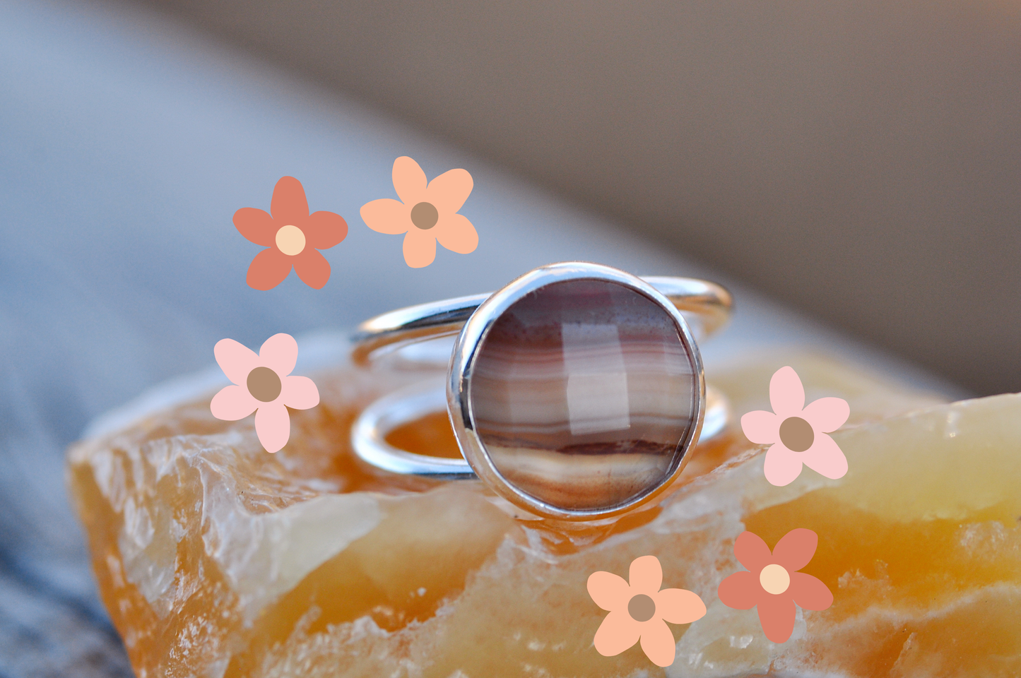 Cider Agate Ring Size 7