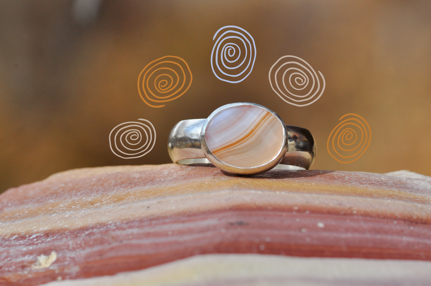 Sandstone Agate Ring Size 9