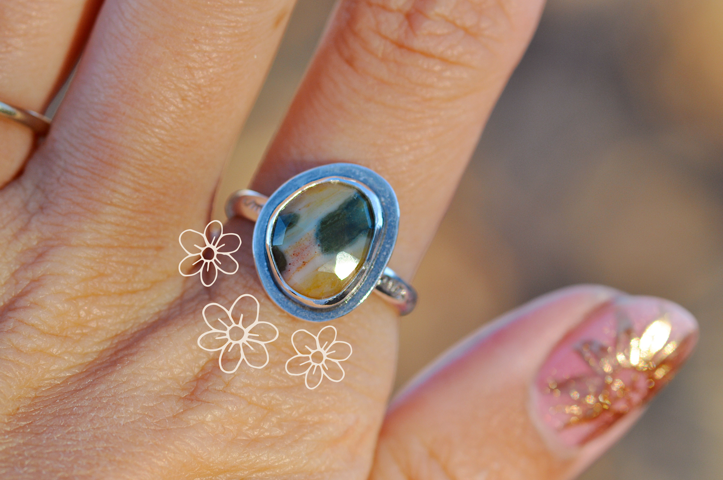 Forest Jasper Ring Size 8