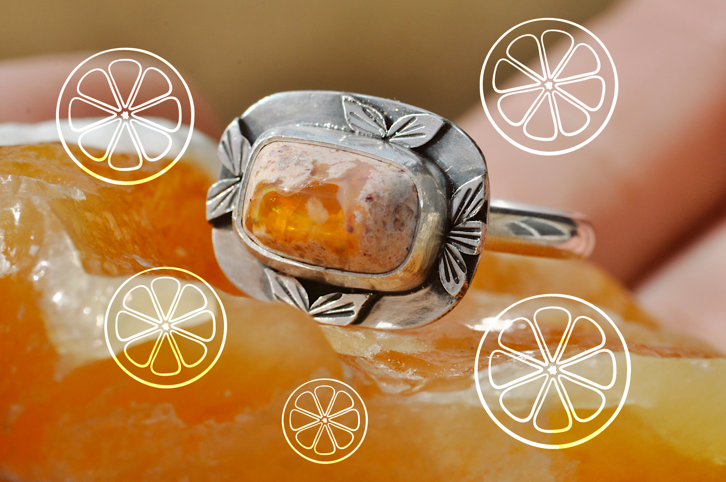 Honey Opal Ring Size 8.25